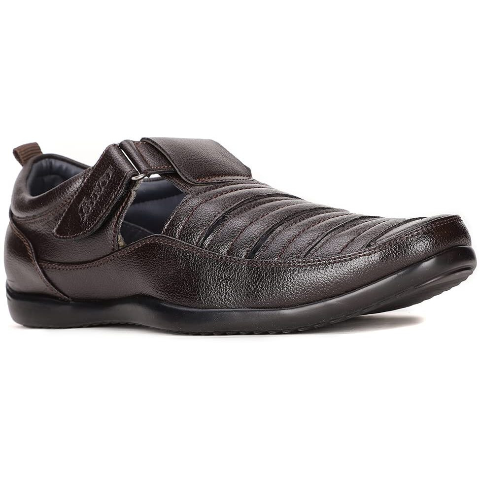 Bata Mens Boss-Grid Brown Sandals
