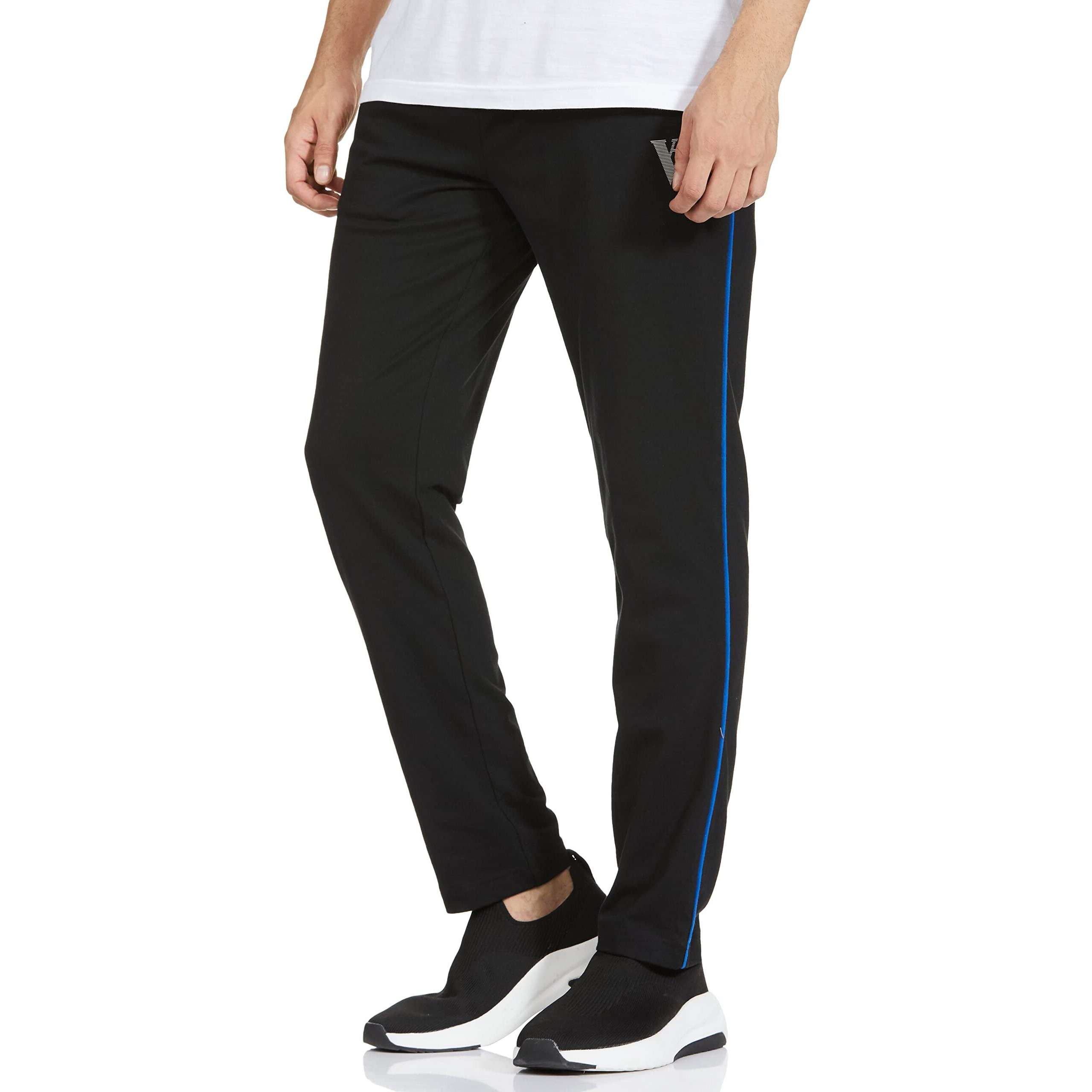Van Heusen Men Athleisure Smart Tech Regular Fit Trackpants - Easy Stain Release, Anti Stat, Ultra Soft_50056_Black_L