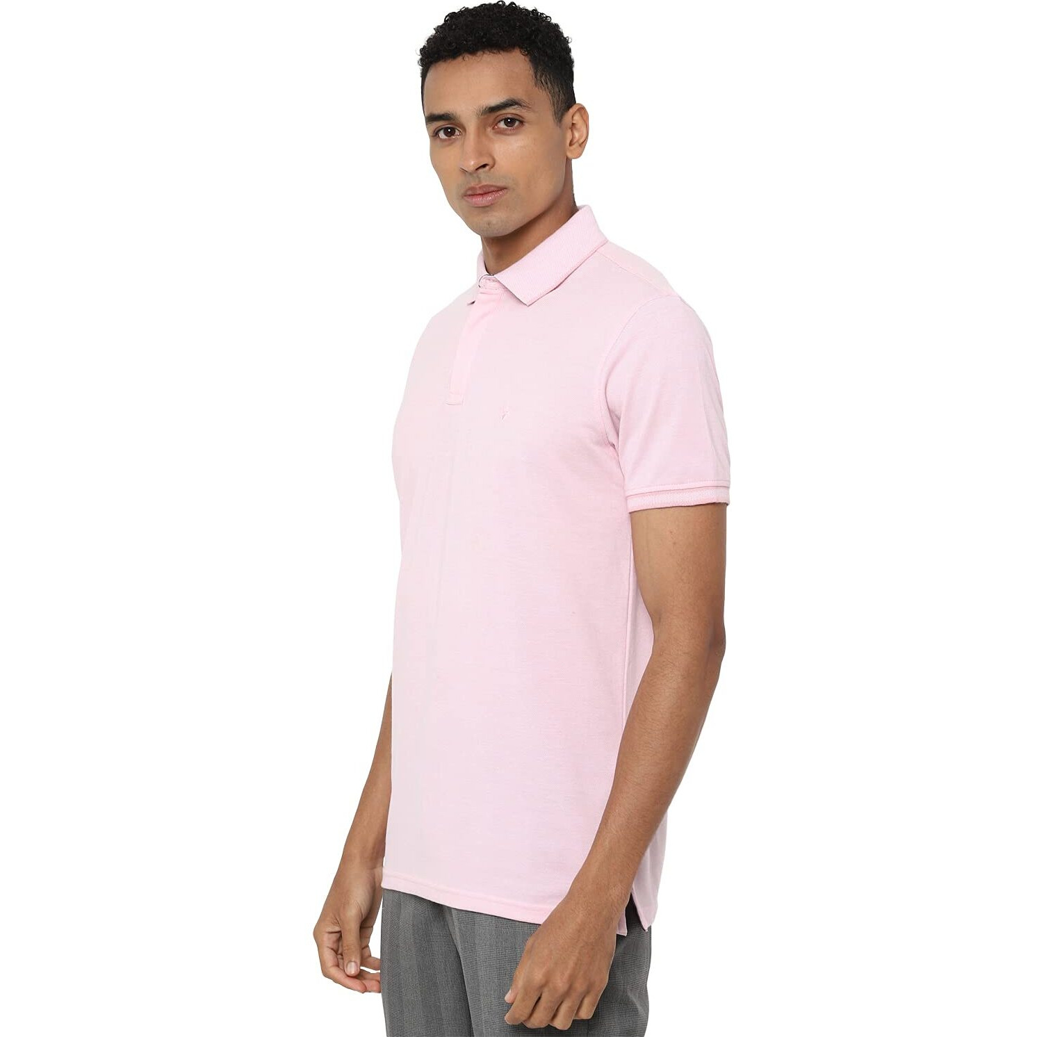 Allen Solly Men's Solid Regular Fit Polo (ASKPQRGFK38131_Pink L)