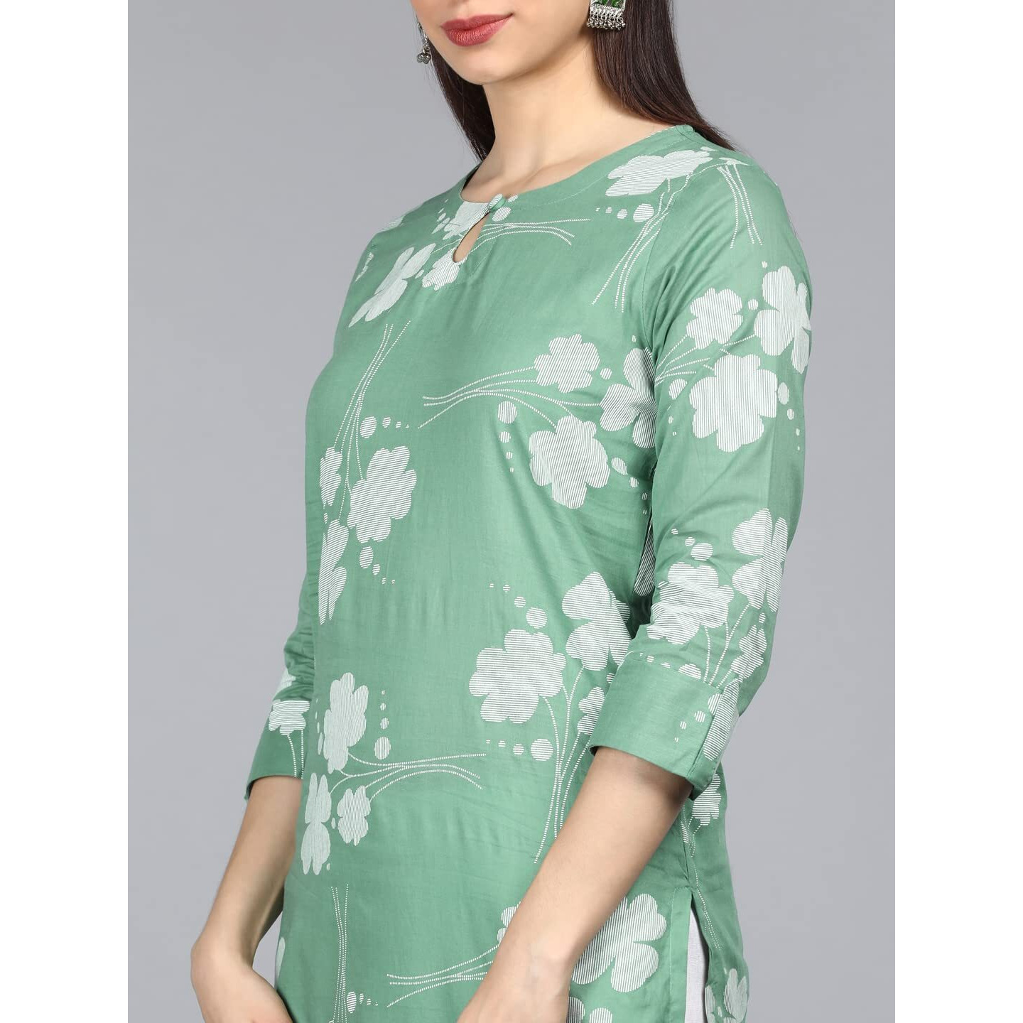 Vaamsi Women's Cotton Floral Printed Straight Kurta (VCK1269_Green_XXL)
