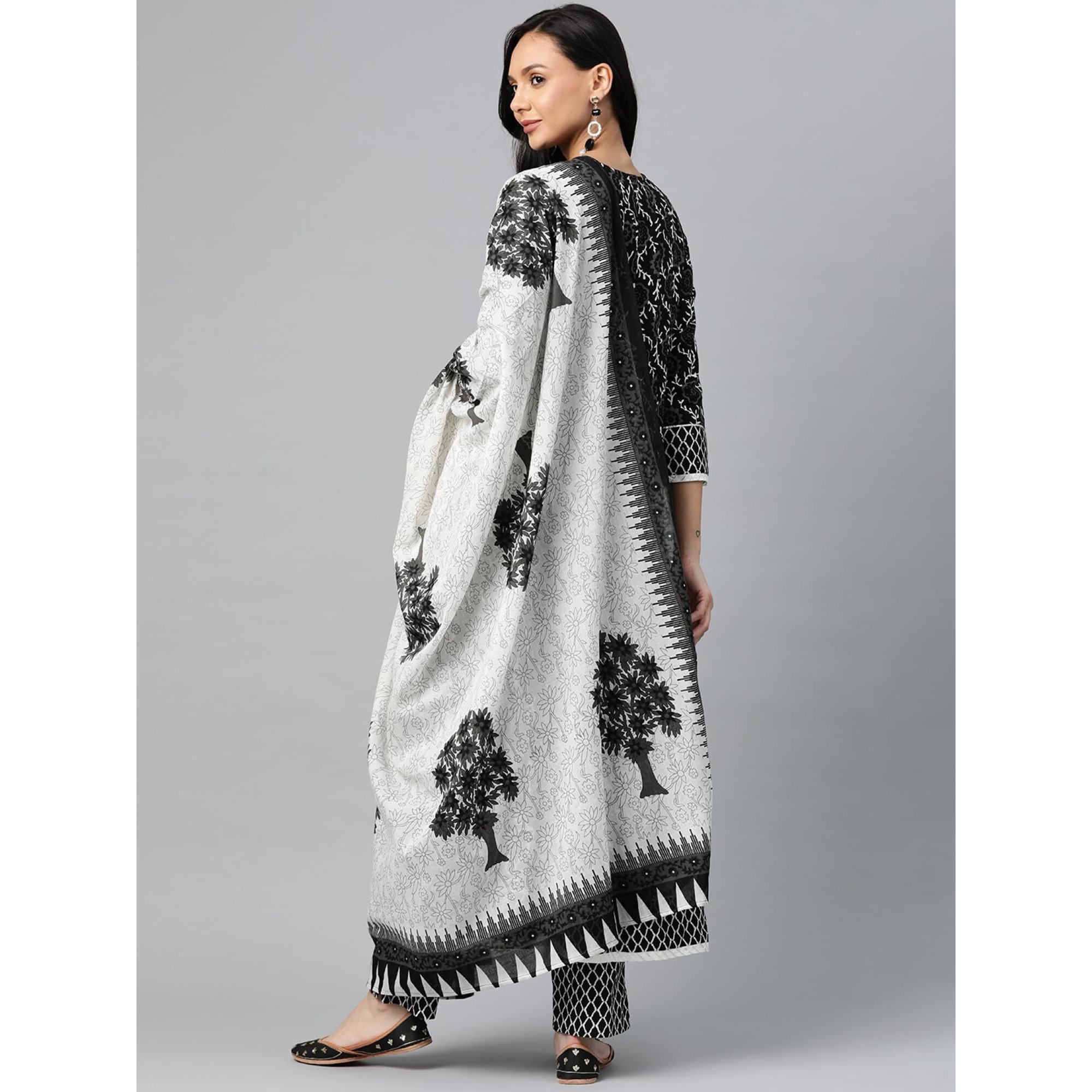 Vaamsi Women's Regular Palazzo and Dupatta Set (VKSKD1181_Black_XL)