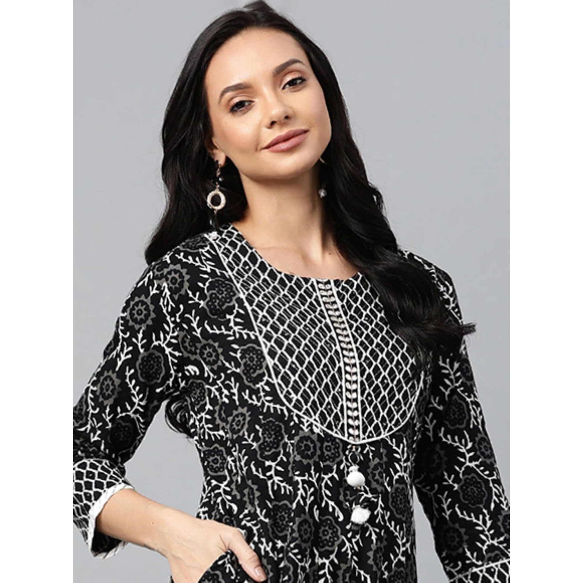 Vaamsi Women's Regular Palazzo and Dupatta Set (VKSKD1181_Black_XL)