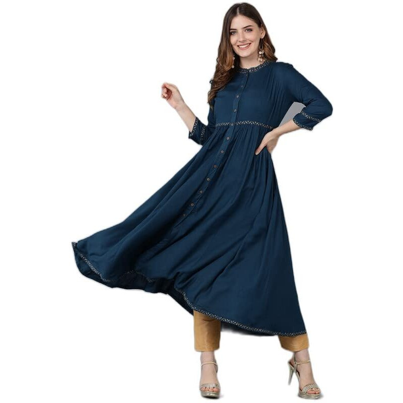 Vaamsi Women's Cotton Solid Kurta (VCK8556A_XS_Dark Blue)