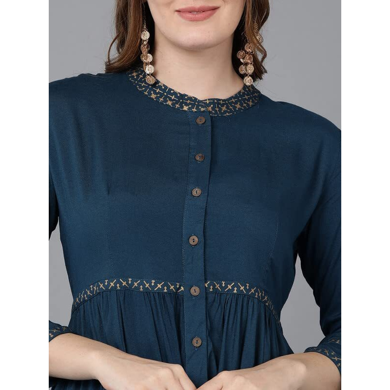 Vaamsi Women's Cotton Solid Kurta (VCK8556A_XS_Dark Blue)