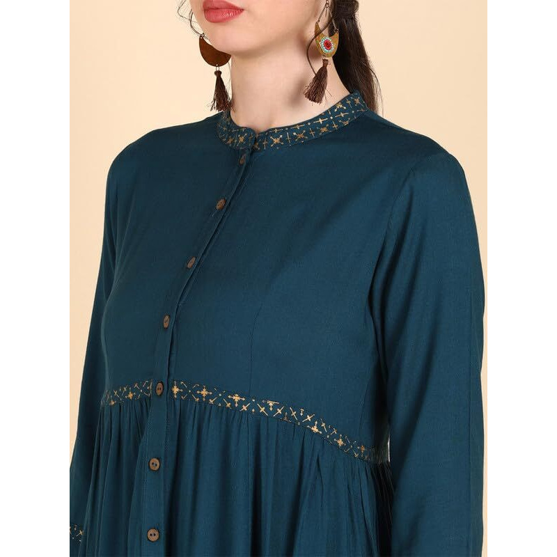 Vaamsi Women's Cotton Solid Kurta (VCK8556A_XL_Dark Blue)