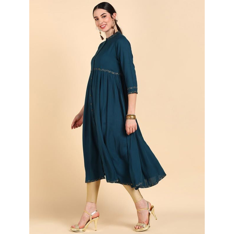 Vaamsi Women's Cotton Solid Kurta (VCK8556A_XL_Dark Blue)