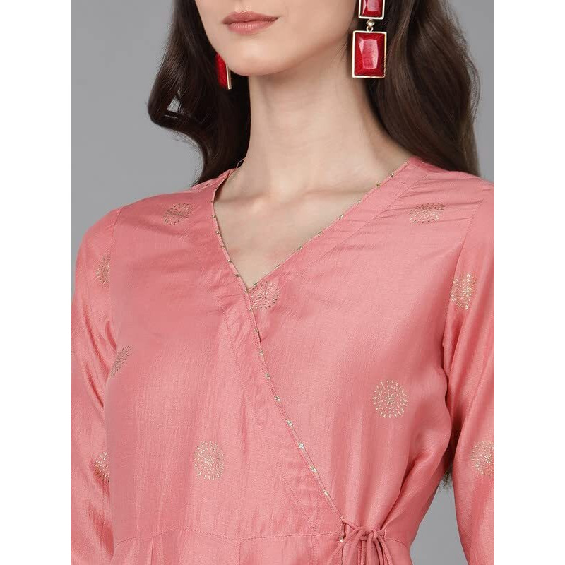 Vaamsi Women's Poly Silk Solid Anarkali Kurta Set With Dupatta (PKSKD1594_Pink_3XL)