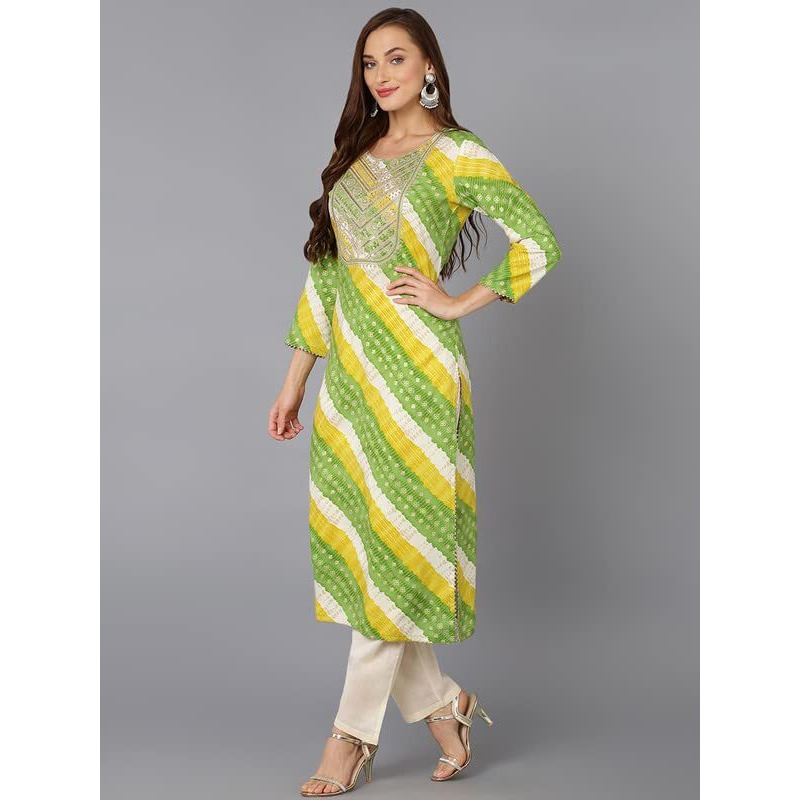 Vaamsi Women's Viscose Rayon Multicolor Printed Straight Kurta (VCK9228_Multi_XS)