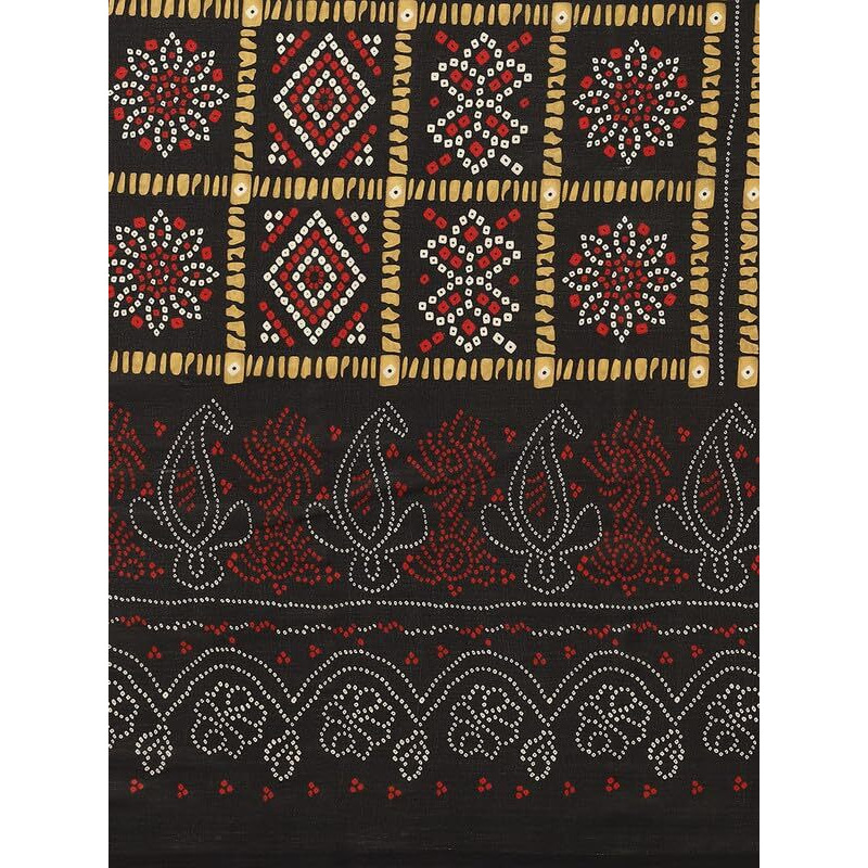 Vaamsi Women's Poly Georgette Bandhani Printed Traditional Saree With Blouse Piece (PC1161_Black)