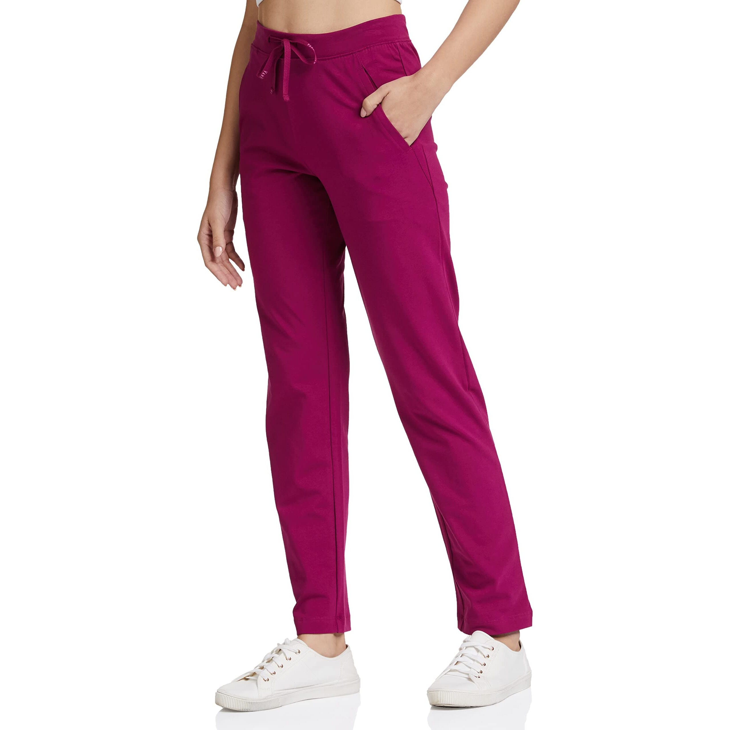 Van Heusen Women Relaxed Fit Lounge Pants - Cotton Elastane - Smart Tech+, Easy Stain Release, Moisture Wicking, Ultra Soft_55303_Burgundy_S