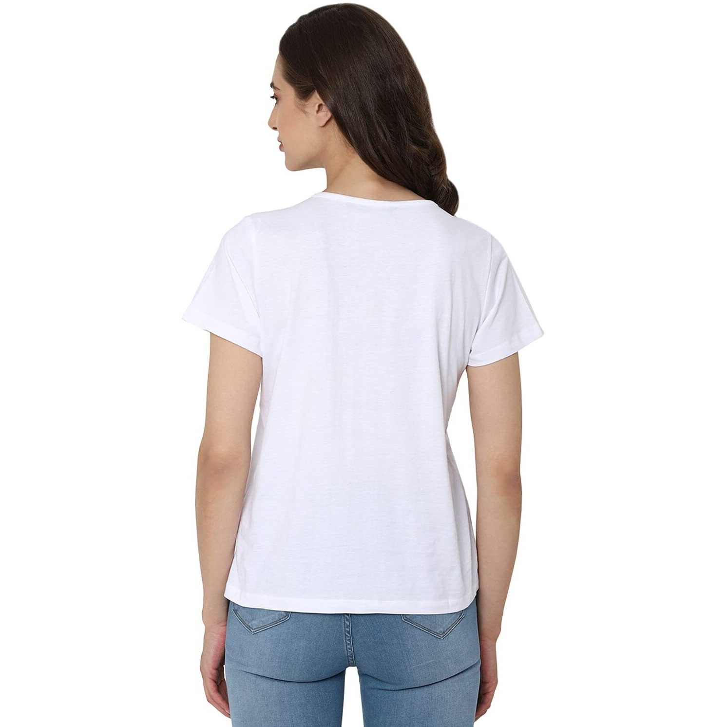 Allen Solly Women's Solid Regular Fit T-Shirt (AHKCCRGP668238-M_White M)