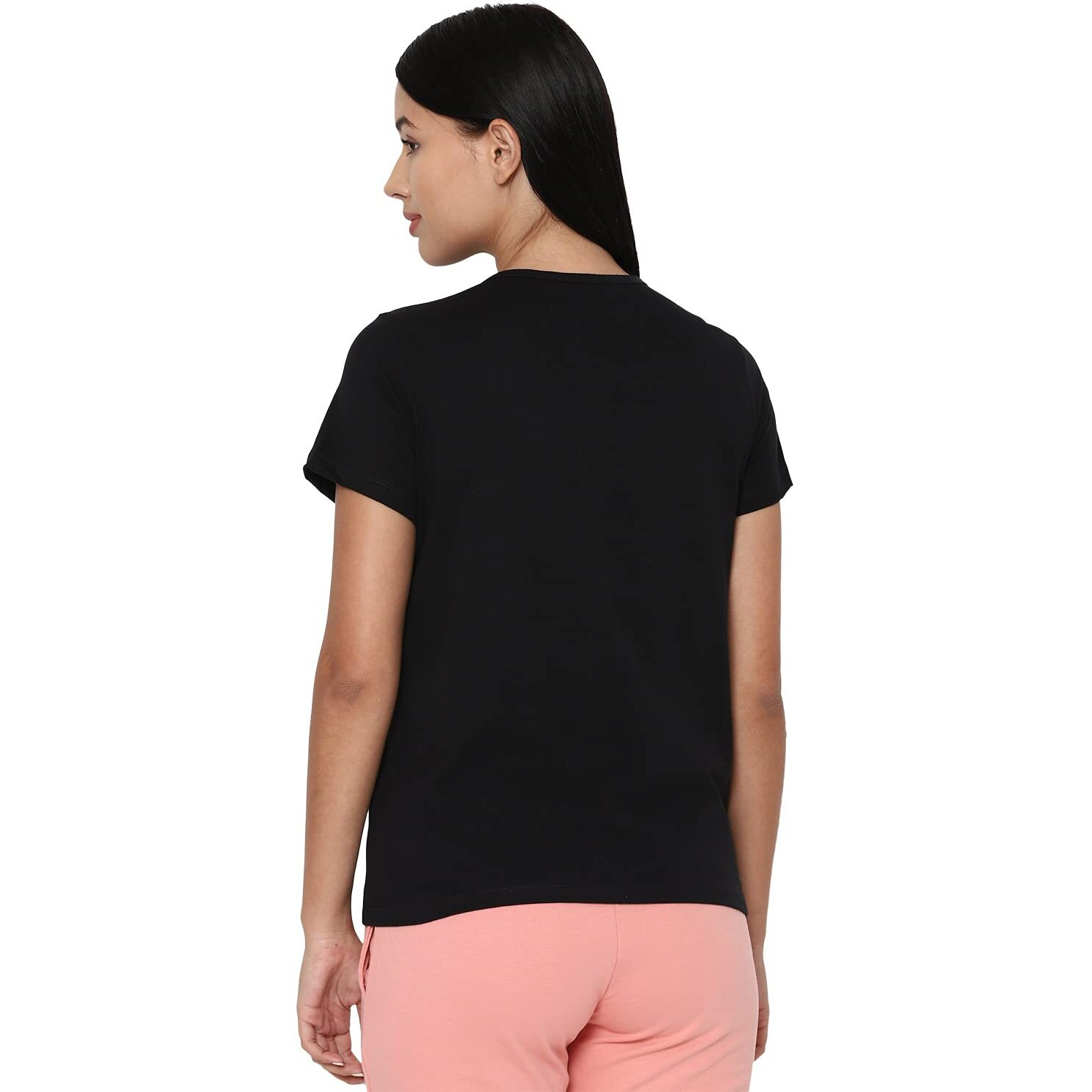 Allen Solly Women's Solid Regular Fit T-Shirt (AHKCCRGPP98080-M_Black M)