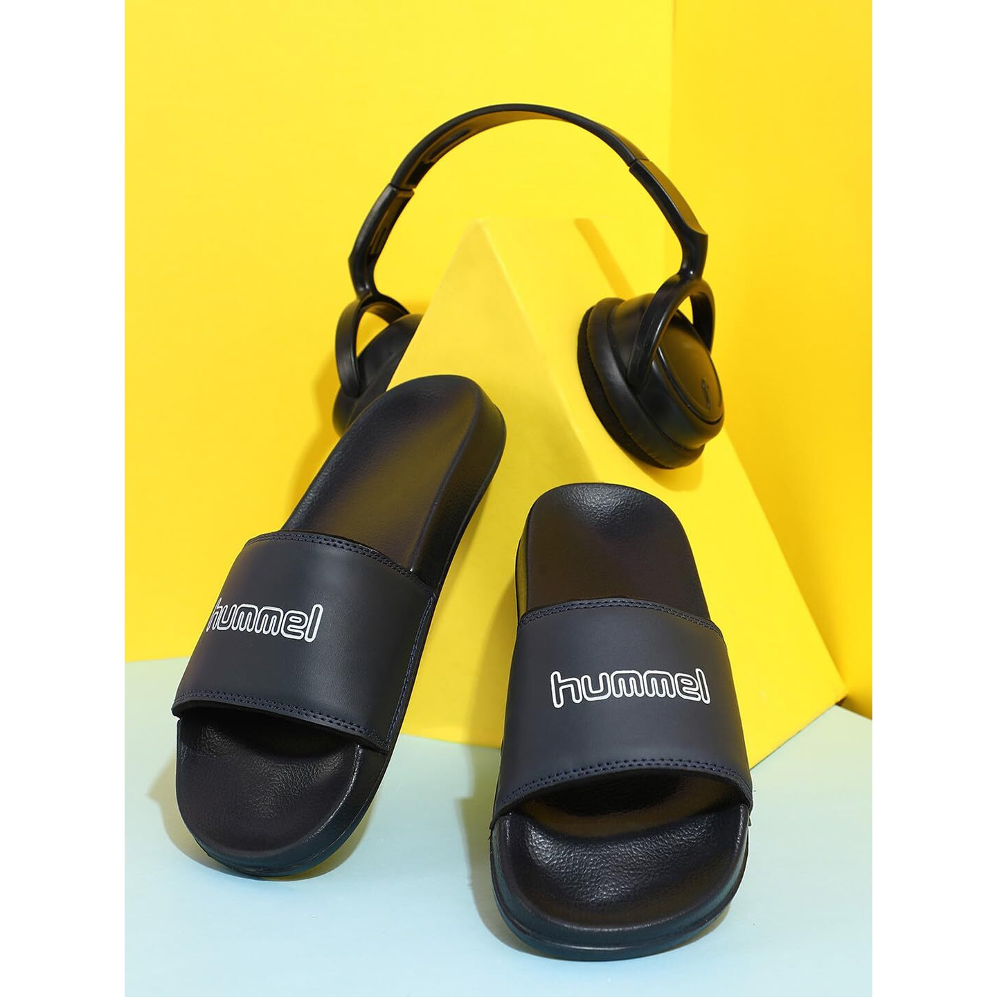 hummel CLASSIC MEN SLIDERS Comfortable Cushioned Sole Arch Support Durable Lightweight Flexible Trendy Style Flip flops and Slippers Slides for Men Daily use Chappal - UK 9
