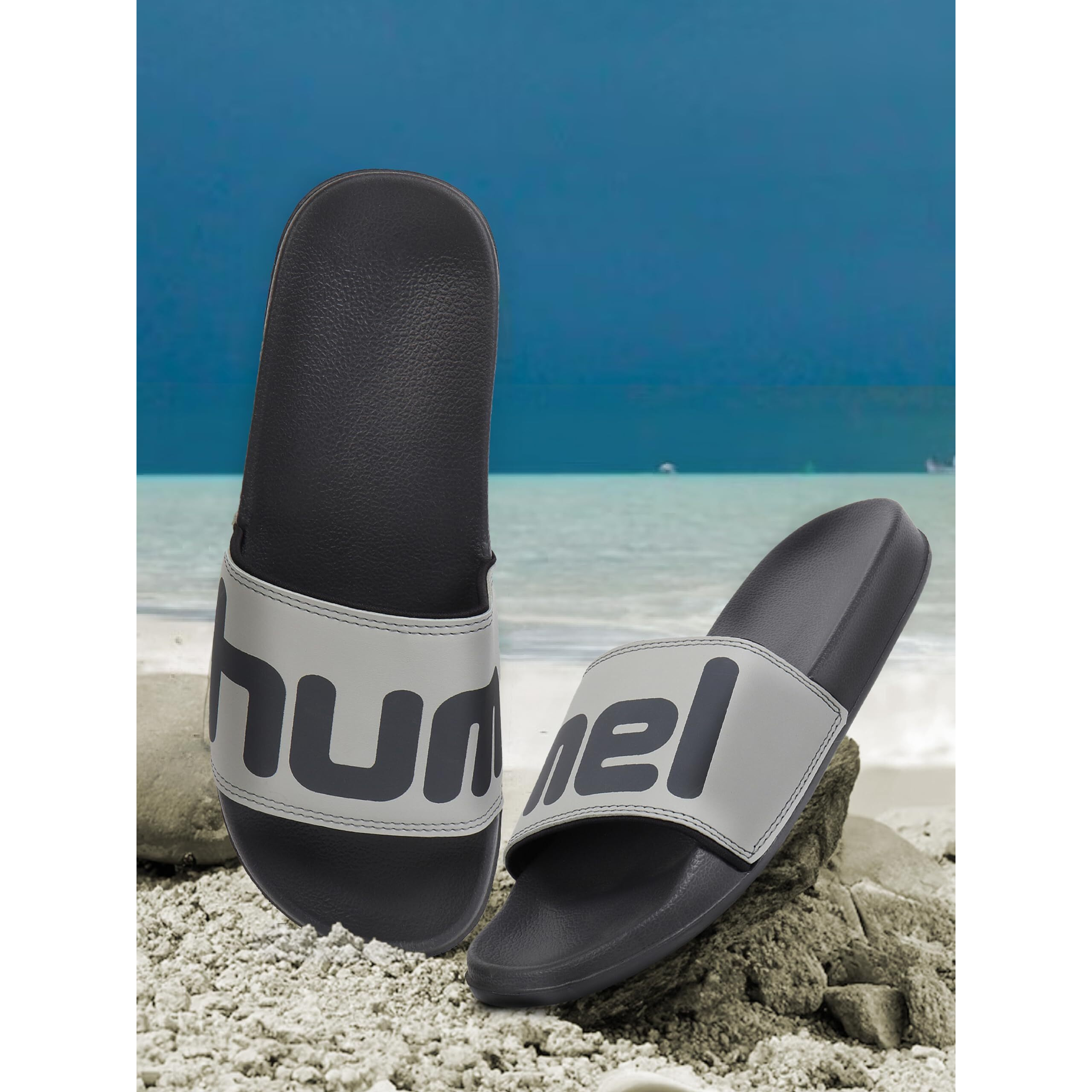 hummel CHUNK MEN SLIDERS Comfortable Cushioned Sole Arch Support Durable Lightweight Flexible Trendy Style Flip flops and Slippers Slides for Men Daily use Chappal - UK 10