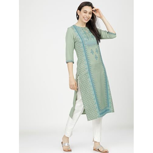 KETCH Women's Polyester Straight Dress Shirt (KHKU000058_Green_L)