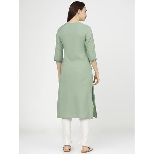 KETCH Women's Polyester Straight Dress Shirt (KHKU000058_Green_L)