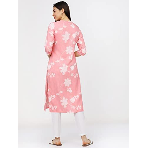 KETCH Women's Polyester Regular Fashion Kurta (Khku000069_Pink)