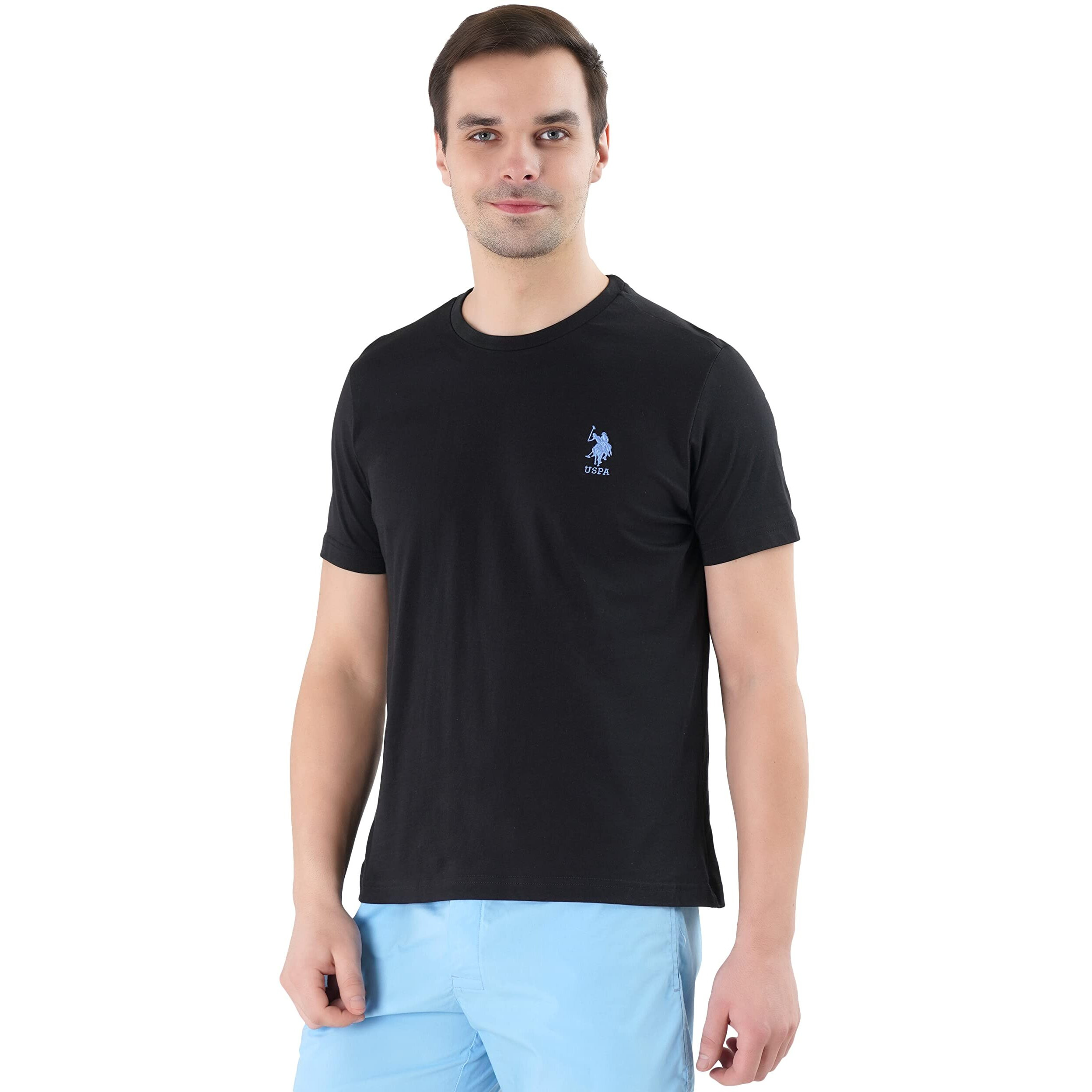 U.S. POLO ASSN. Mens Crew Neck Embroidered Logo I633 Lounge Regular Fit T-Shirt - Pack Of 1 (Black M)