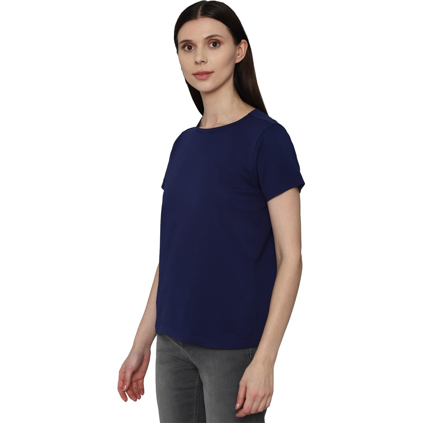 Allen Solly Women's Regular Fit T-Shirt (AHKCCRGF934923_Navy XS)