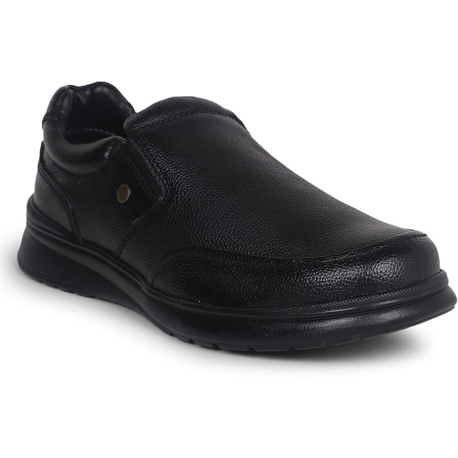 Liberty Mens DEOX-1E Black Leather Formal Non-Lacing Shoes - 10 UK (44 EU)