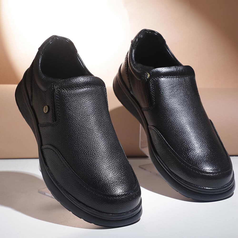 Liberty Mens DEOX-1E Black Leather Formal Non-Lacing Shoes - 10 UK (44 EU)