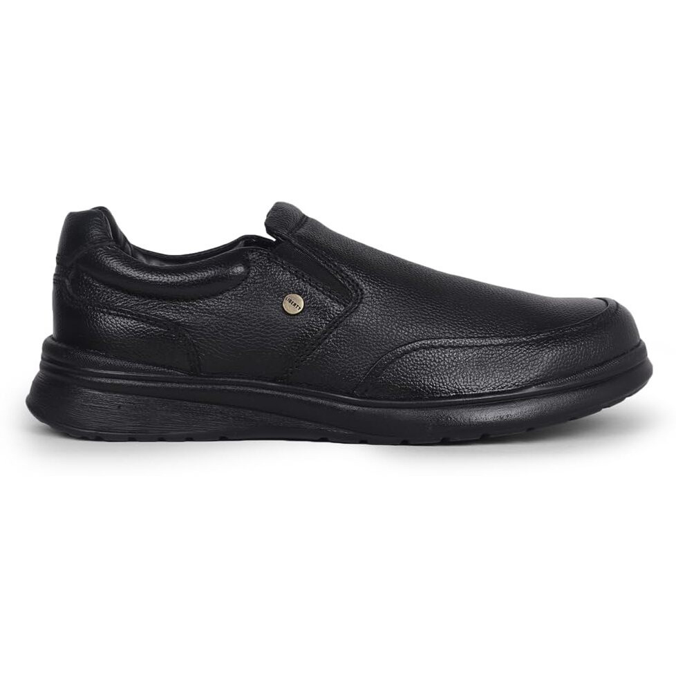 Liberty Mens DEOX-1E Black Leather Formal Non-Lacing Shoes - 10 UK (44 EU)