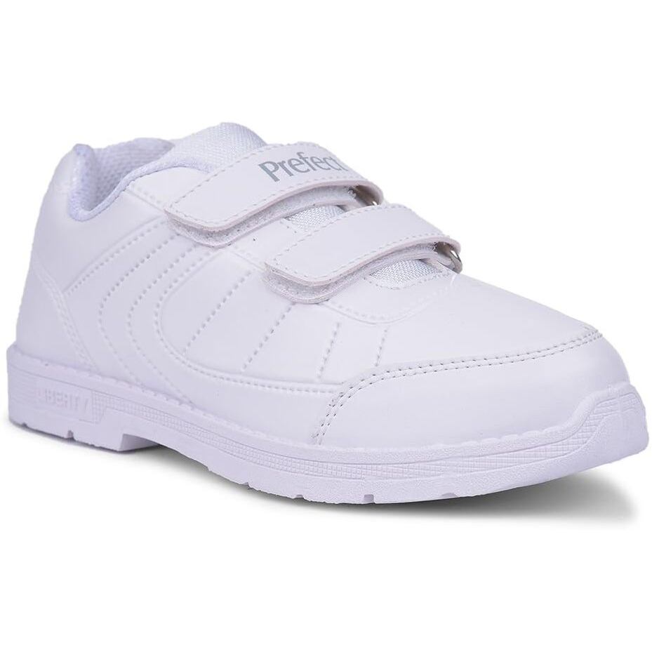 Liberty SCHOOLFUN Unisex School Uniform Shoes | PVC Sole School Shoes for Boys & Girls |Lightweight & Velcro School Shoes for Boys | School Shoes for Kids (8 Kids UK-White)