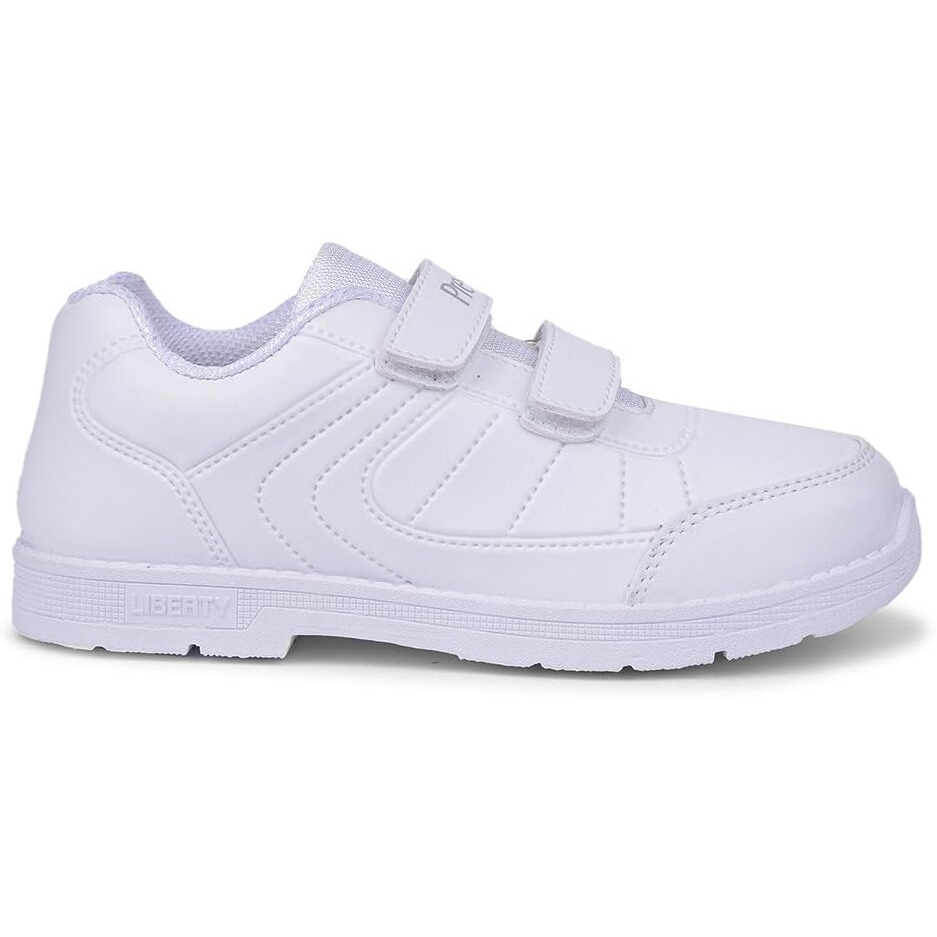 Liberty SCHOOLFUN Unisex School Uniform Shoes | PVC Sole School Shoes for Boys & Girls |Lightweight & Velcro School Shoes for Boys | School Shoes for Kids (8 Kids UK-White)