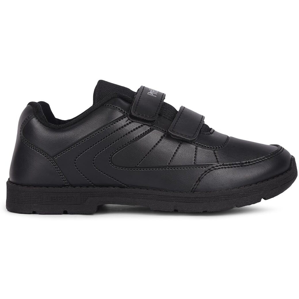 Liberty SCHOOLFUN Unisex School Uniform Shoes | PVC Sole School Shoes for Boys & Girls |Lightweight & Velcro School Shoes for Boys | School Shoes for Kids (3 UK-Black)