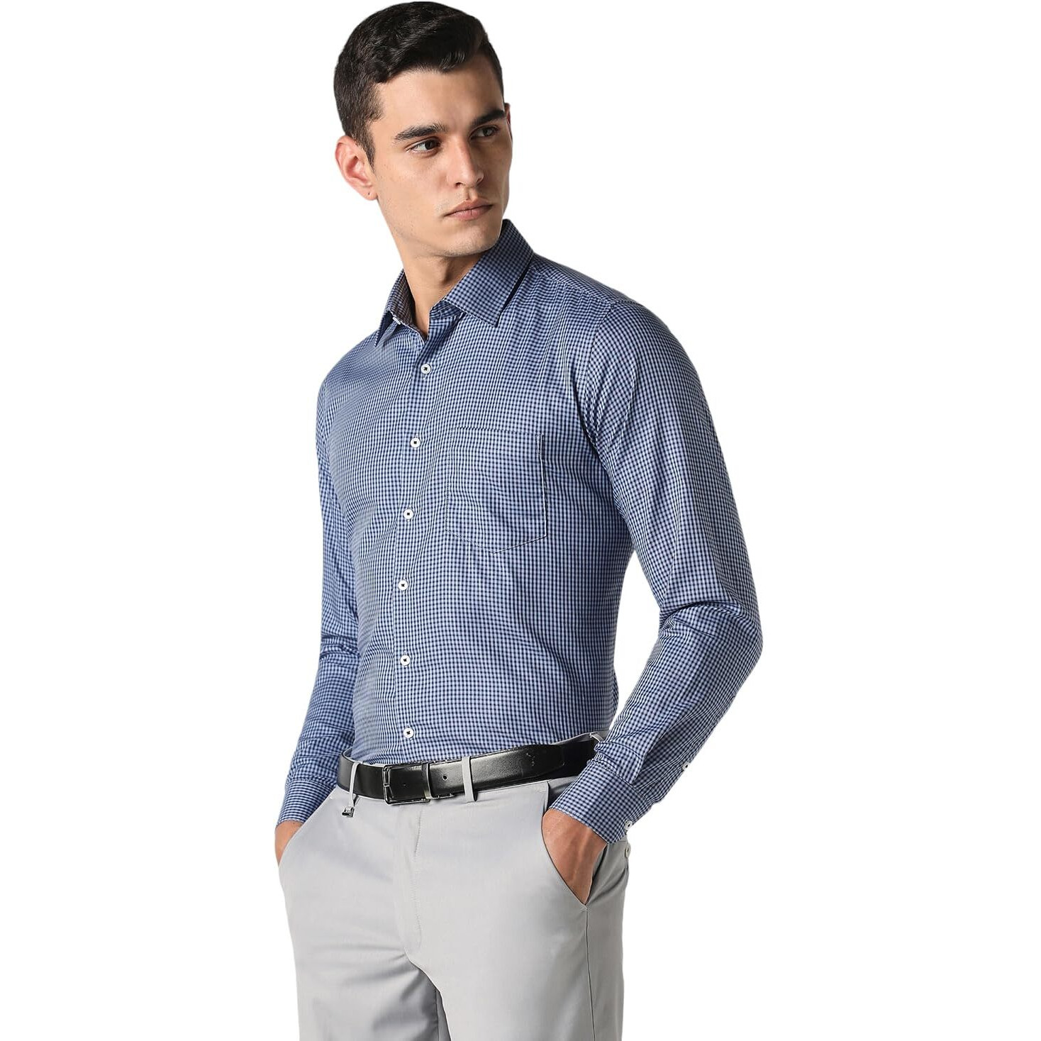 Van Heusen Men's Slim Fit Shirt (VHSFRSLB304326_Medium Grey 44)