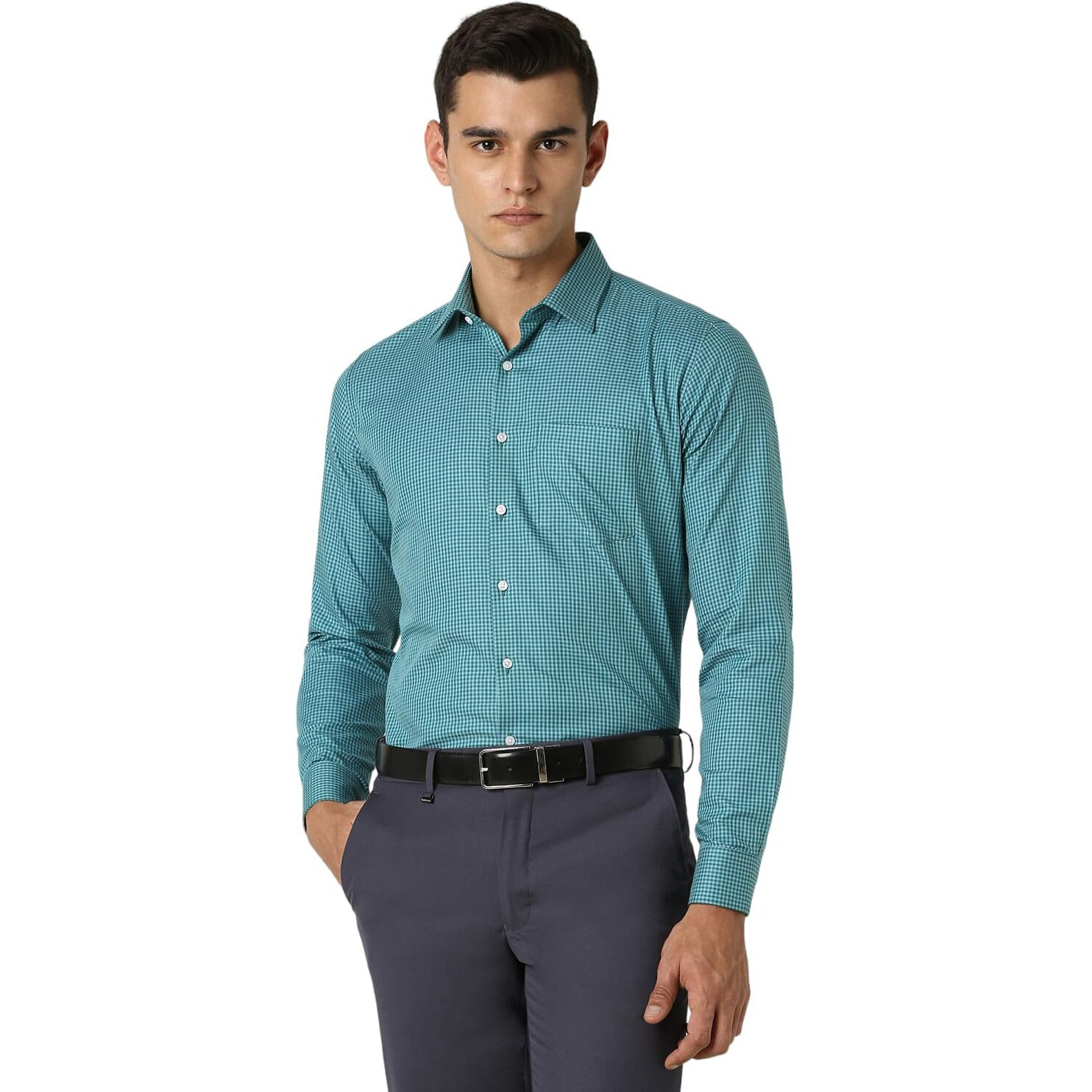 Van Heusen Men's Slim Fit Shirt (VHSFRSLB793105_Teal 42)