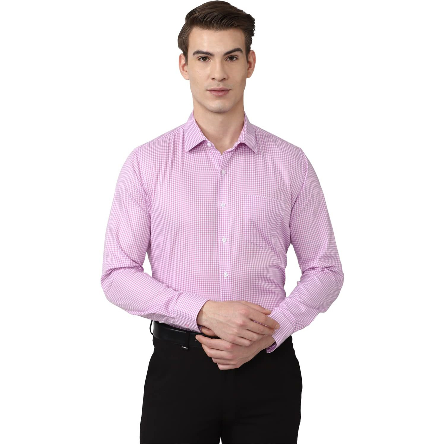 Van Heusen Men's Slim Fit Shirt (VHSFFSLBX78606_Pink 44)