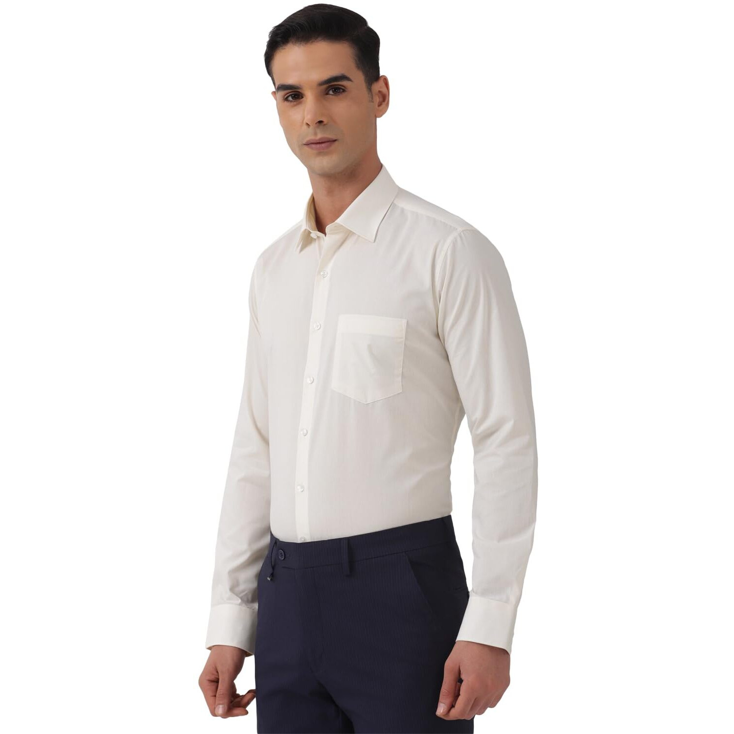 Van Heusen Men's Slim Fit Formal Shirt (VHSFRSLBJ42192_Cream 40)