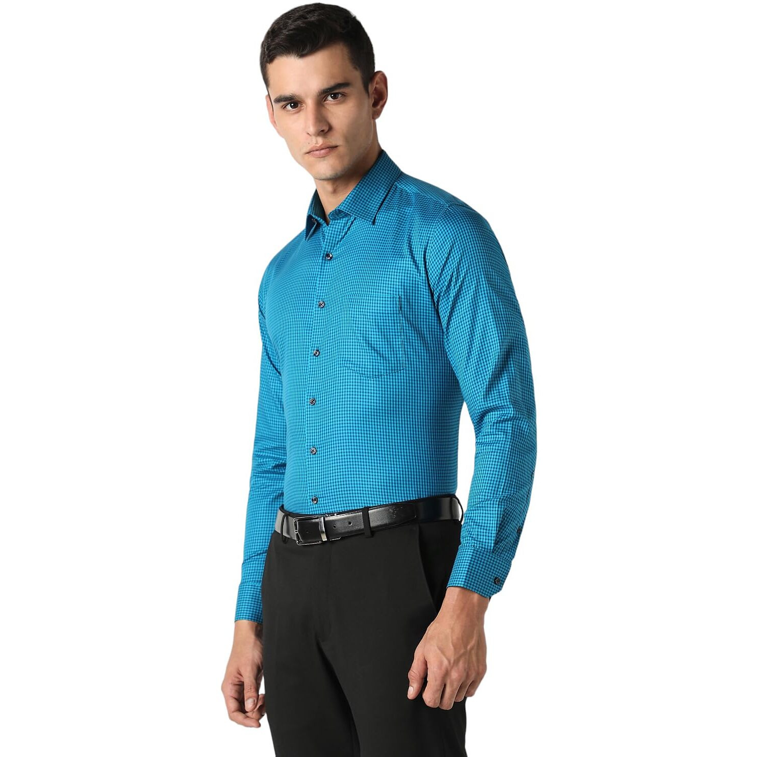 Van Heusen Men's Slim Fit Shirt (VHSFRSLBR81528_Teal 39)