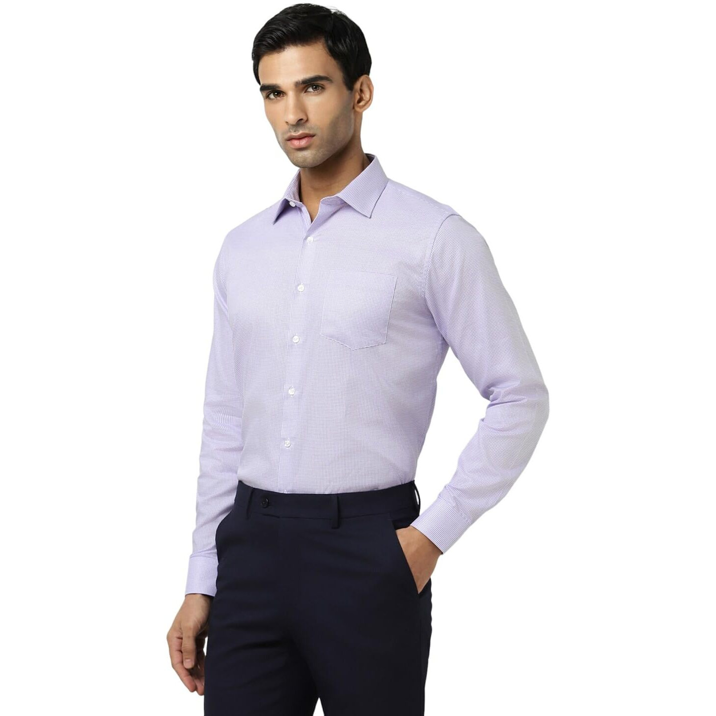 Van Heusen Men's Slim Fit Shirt (VHSFFSLBX91386_Lavender 39)