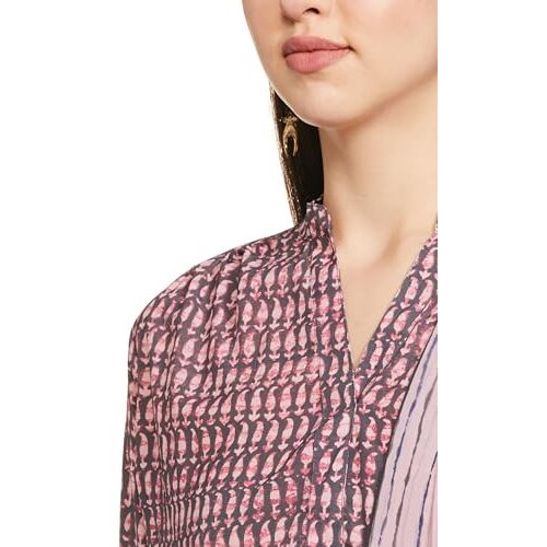 BIBA WOMEN PRINTED STRAIGHT SALWAR KURTA DUPATTA(SKDASSORTED8750_GRAY/PINK_38)
