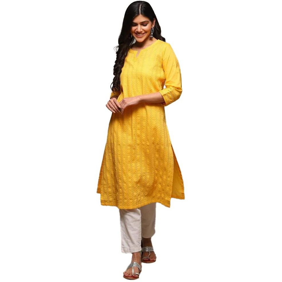 BIBA Women Solid Mix and Match(Festive 19114_Yellow_38)