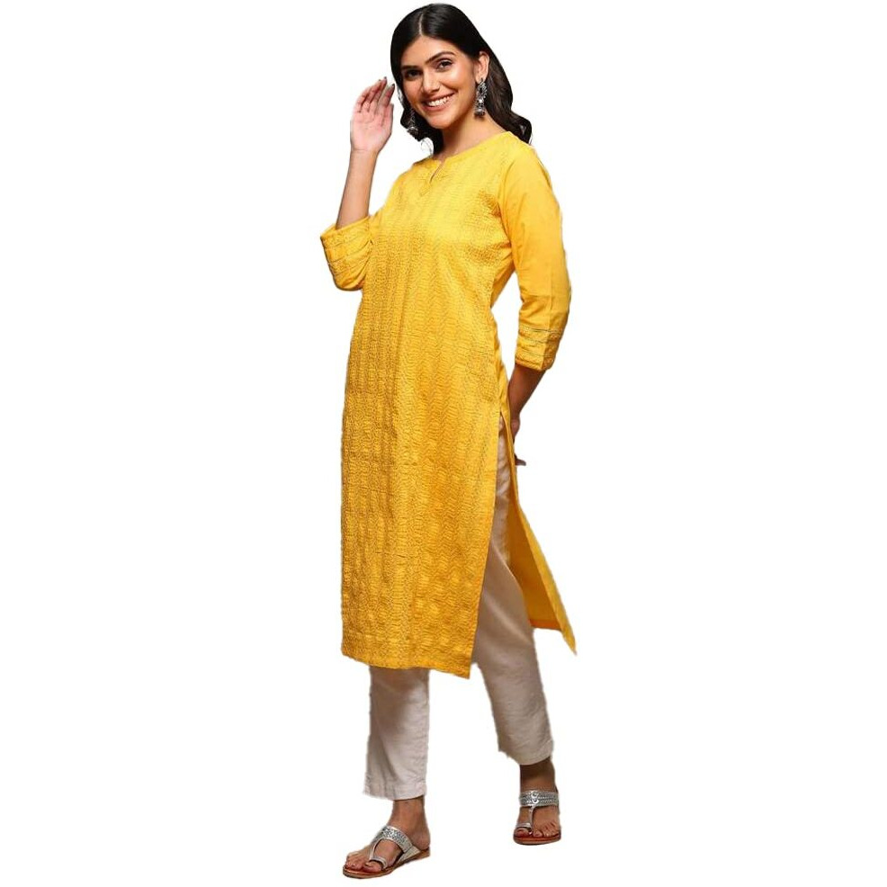 BIBA Women Solid Mix and Match(Festive 19114_Yellow_38)