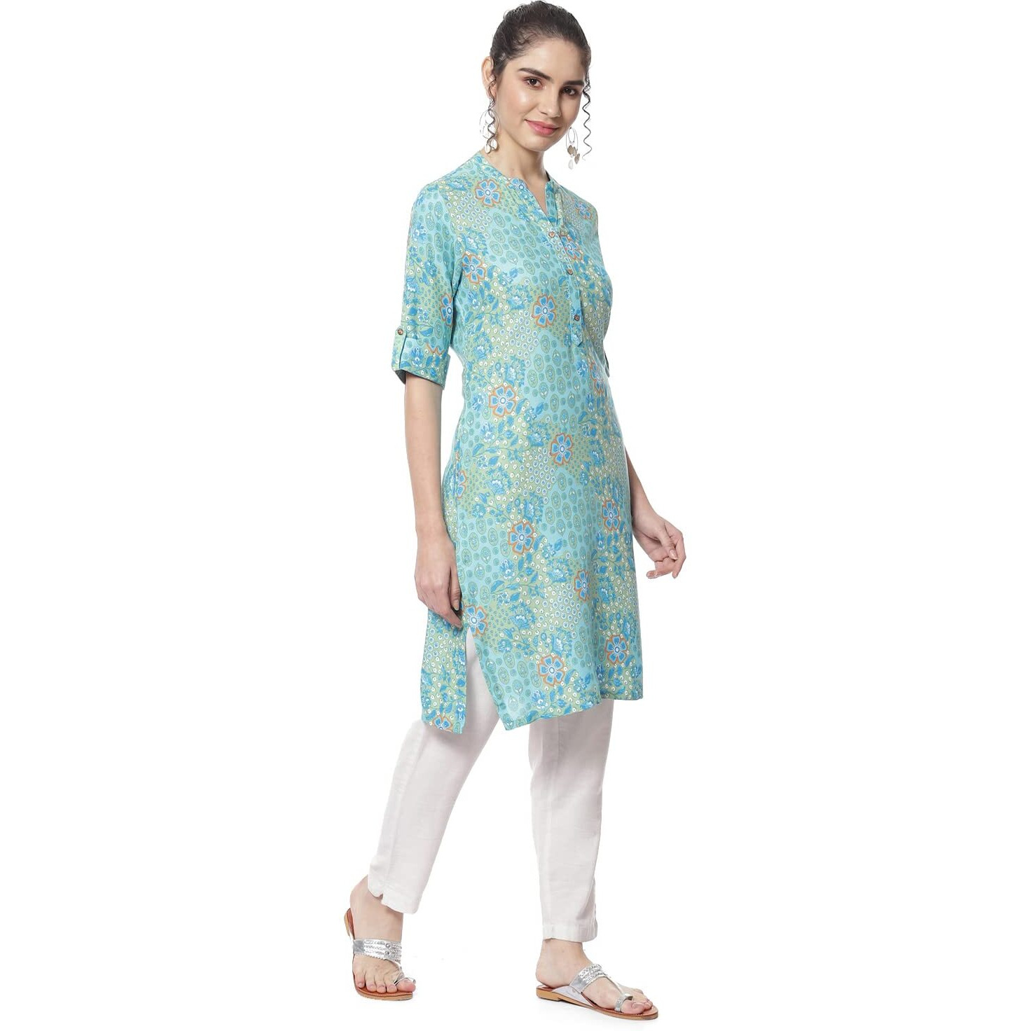 Rangriti Women's Blue Printed Straight Viscose Kurta (RMMELPP18143_XL)