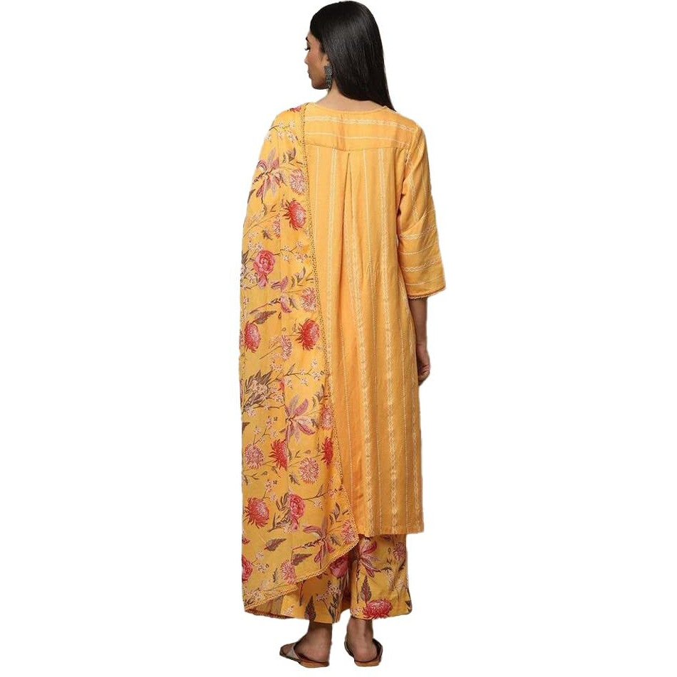BIBA WOMEN PRINTED STRAIGHT SALWAR KURTA DUPATTA(SKDSUMMER B8436_MEHANDI_34)