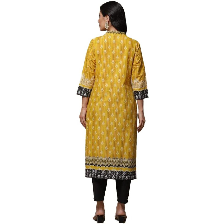 BIBA Women Cotton Printed Mix and Match Salwar Suit Set(Assorted19004_Ochre_32), Brown