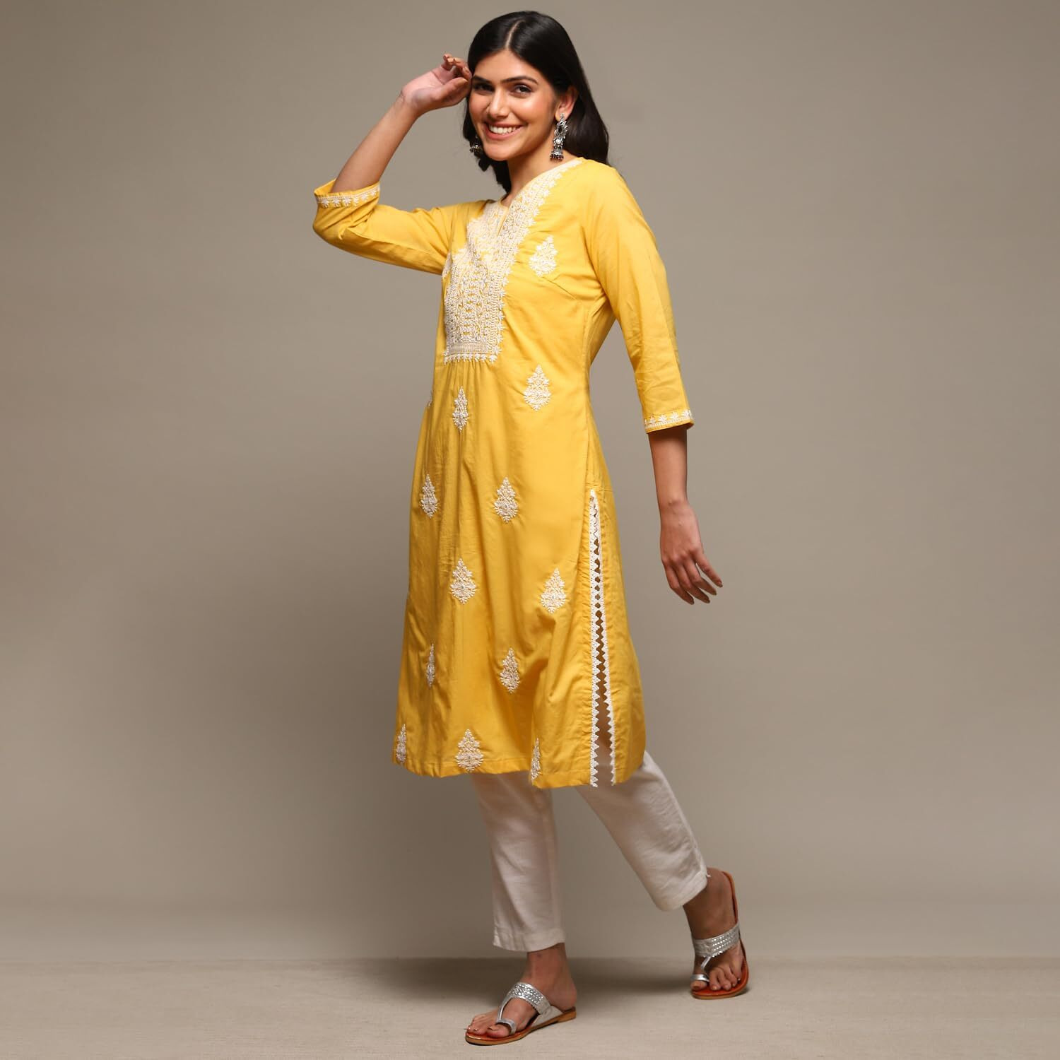 BIBA Women Embroidery Mix and Match(CHIKANKA16573_Yellow_38)