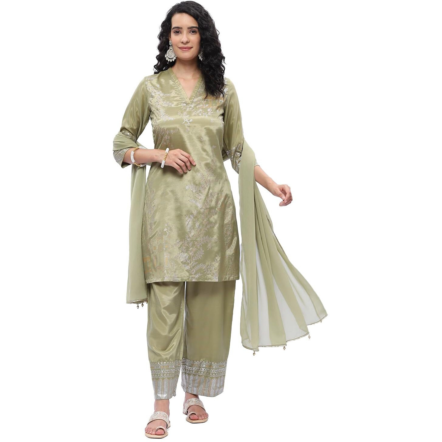 BIBA Women's Cotton Solid Embroidred Narrow Salwar Kurta Dupatta (Skd7452E_Navy_36)