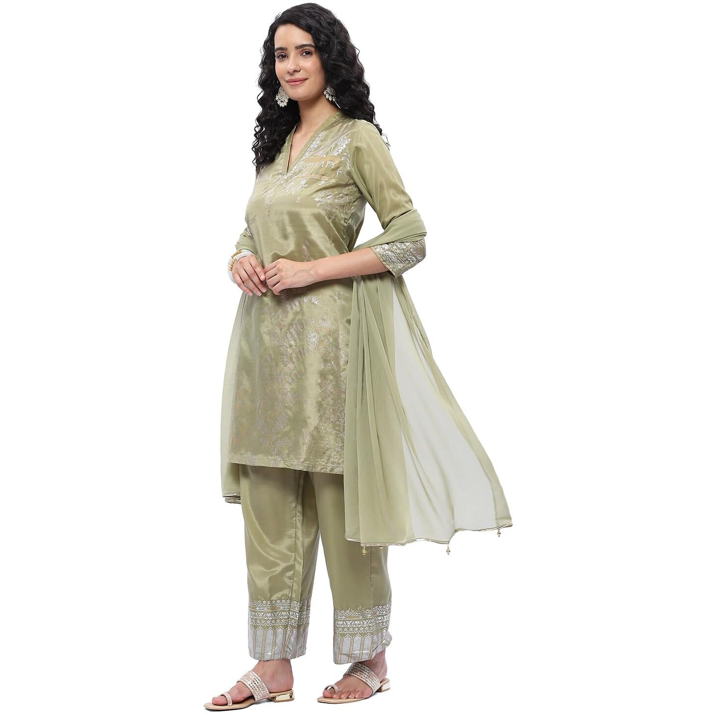 BIBA Women's Cotton Solid Embroidred Narrow Salwar Kurta Dupatta (Skd7452E_Navy_36)