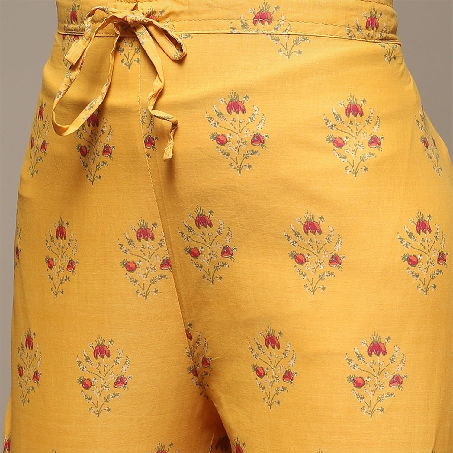 BIBA WOMEN PRINTED STRAIGHT SALWAR KURTA DUPATTA(SKD7134E_YELLOW_36)