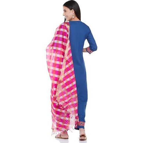 BIBA WOMEN PRINTED STRAIGHT SALWAR KURTA DUPATTA(SKDASSORTED8880E_BLUE_32)
