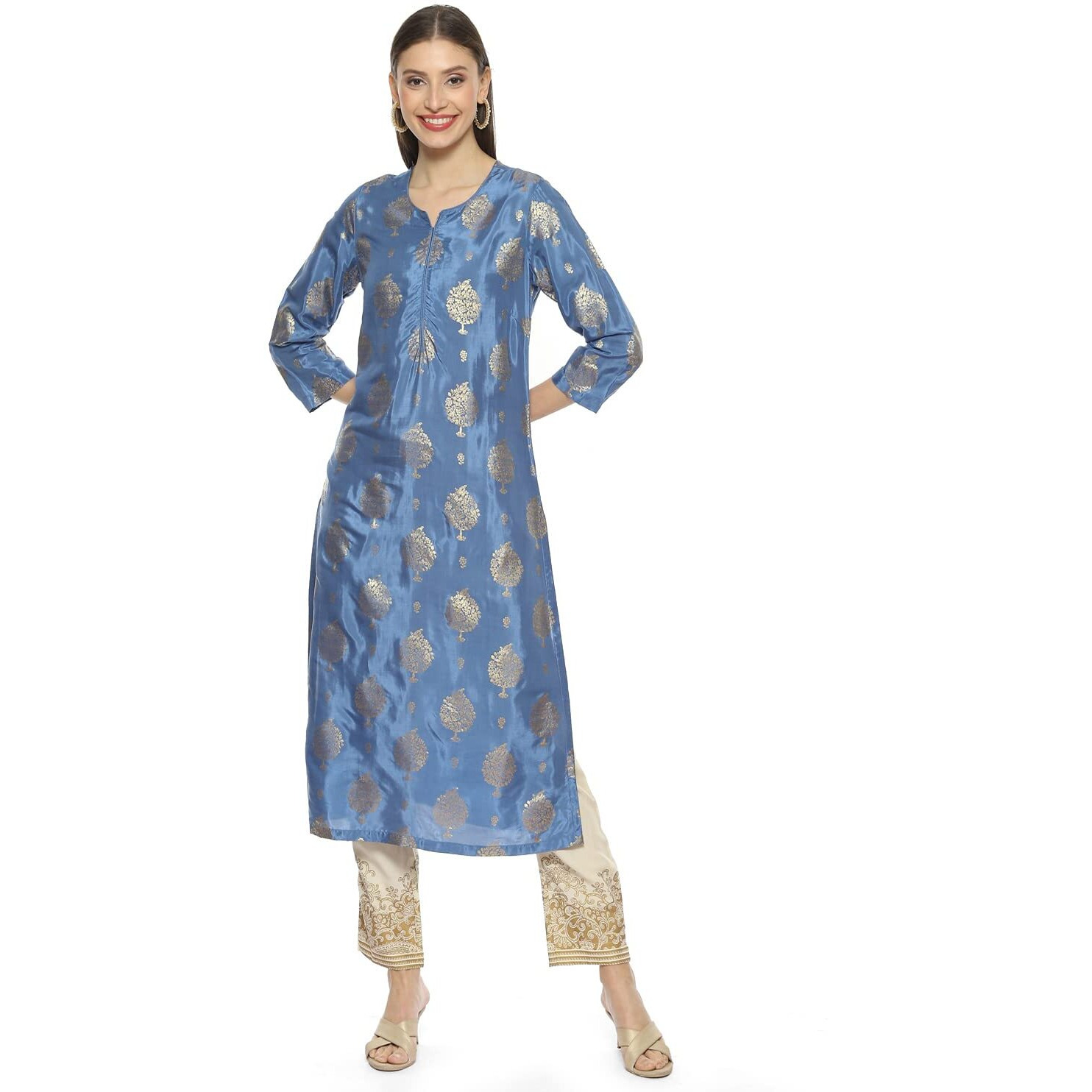 BIBA Women Printed Mix and Match(Festive 19413_Blue_36)