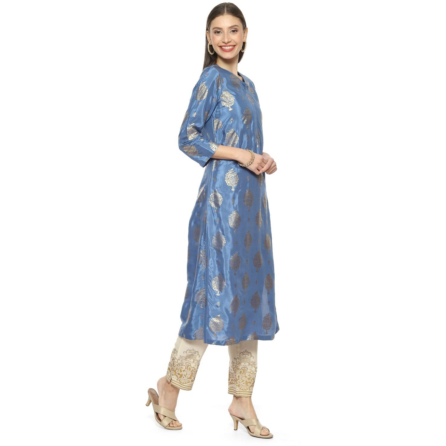 BIBA Women Printed Mix and Match(Festive 19413_Blue_36)