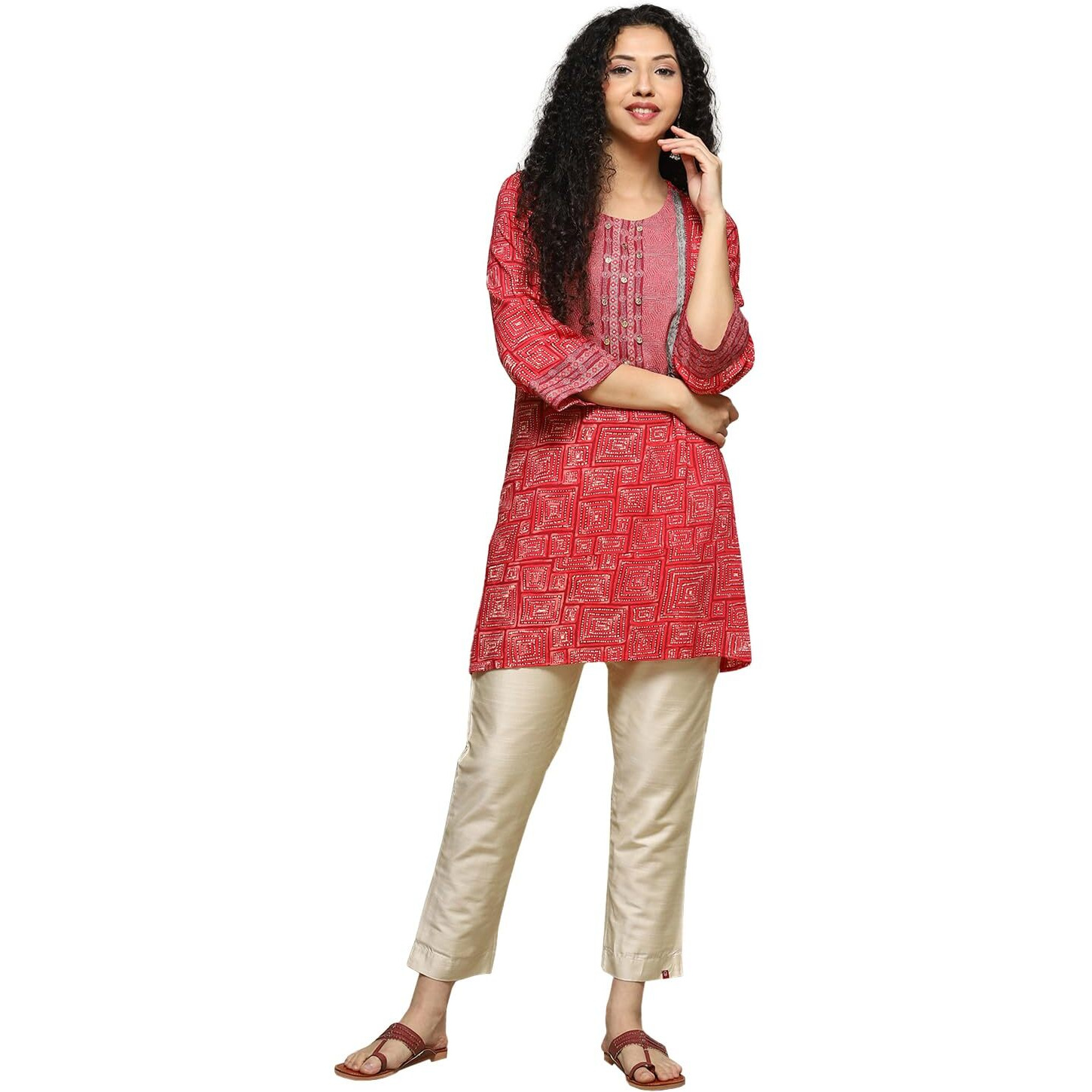 BIBA Women Printed Mix and Match(MNMTOP & TU19031E_Coral_32)