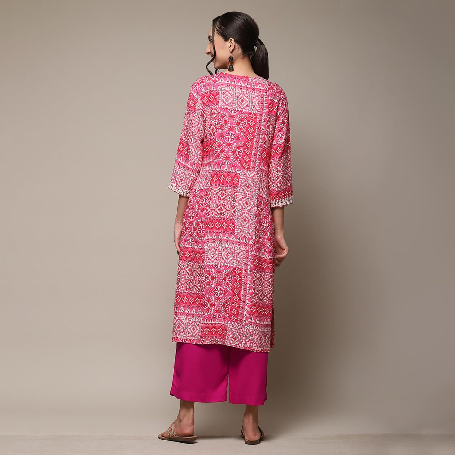 BIBA Women Printed Straight Mix and Match(RUHAANI 19563_Fuchsia_36)